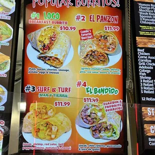 Most popular burritos