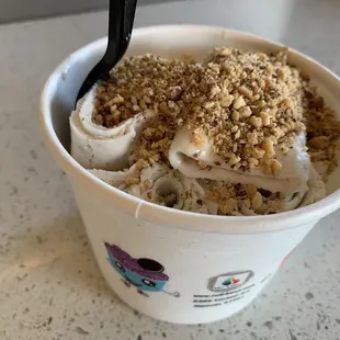 Gluten and dairy Vegan &amp; Gluten Free Ice Cream Roll with Almonds