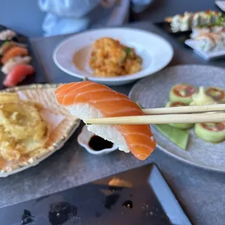 Salmon with Truffle Oil and Pink Salt Sushi