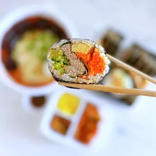 DELIVERY- Tuna Gimbap ($13), Fried Shrimp Gimbap ($15), Cheese Tteokbokki Soondae ($24)