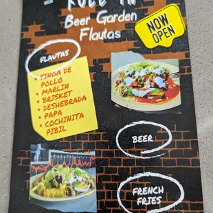 menu, tacos