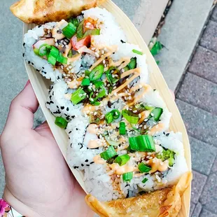 California Roll with two pieces of Gyoza!