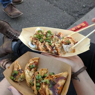 Gyozas and Coney Island Roll