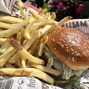 Portobella Sandwich with chive fries