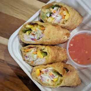 Our spring rolls are hand rolled and cooked the moment you order them