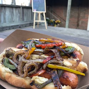 Sausage and peppers on special occasions.
