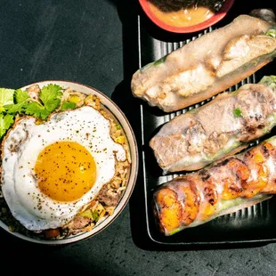 Me's fried rice, summer rolls