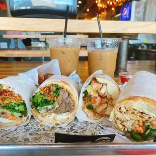 Beef banh mi and Chicken banh mi