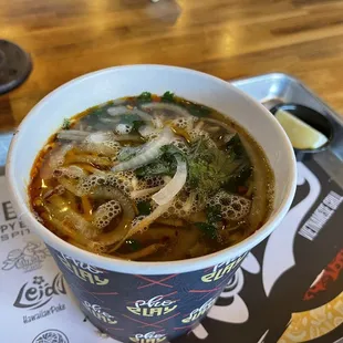 Spicy Oxtail Pho (4 toppings: lime, onion, cilantro, and basil)