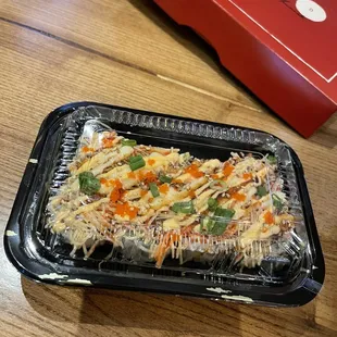 a tray of food on a table