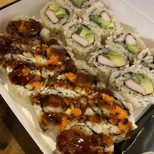 Shrimp tempura and california roll