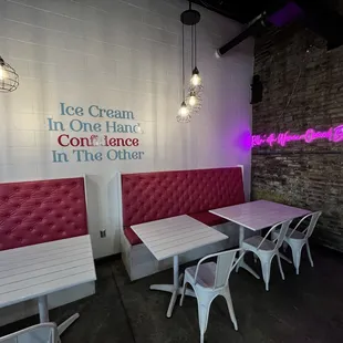 Cool interior for enjoying your rolled ice cream