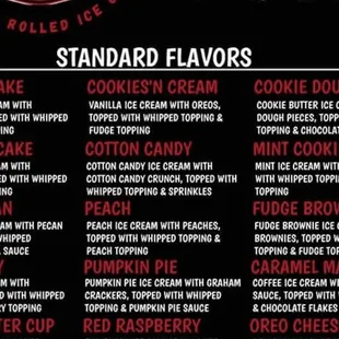 the menu for roll me up