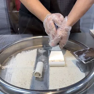 Vegan Butter Pecan Rolled Ice Cream. (I asked them to use a new pan to make mine which they were very nice about)