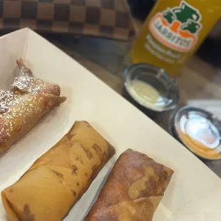 peach cobbler roll, chicken philly roll, &amp; chicken parmesan roll