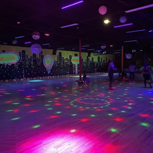 Glow in the dark skating rink.