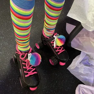 Skates you can purchase with your birthday package... minus the puff balls.