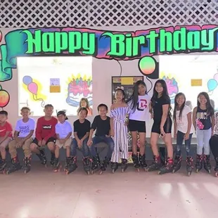 Kids in front of Rosie's party room