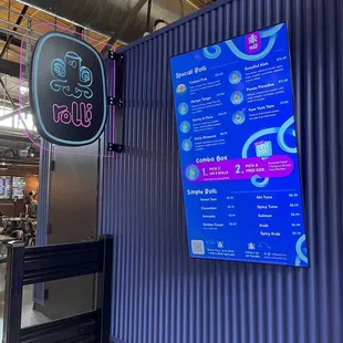 Menu and sign