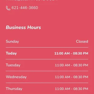 Contact information and hours