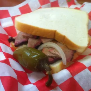 a sandwich in a basket