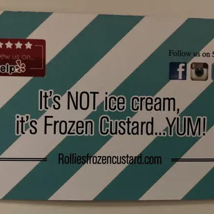 Rollie&apos;s Frozen Custard Business Card