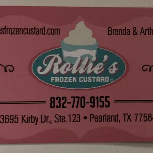 Rollie&apos;s Frozen Custard Business Card