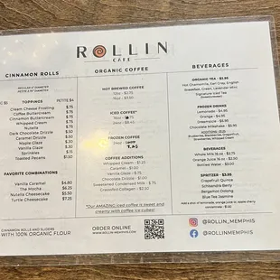 Front of the menu