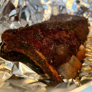 a piece of meat wrapped in foil