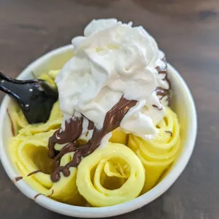 Banana Nutella, missing the graham crumbs and chocolate wafers.