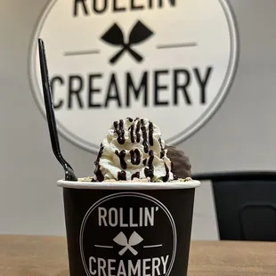 Thin mint rolled ice cream