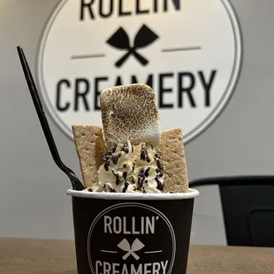 S&apos;mores rolled ice cream
