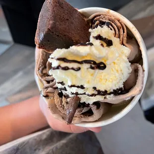 This is the final product of the fudge brownie ice cream.