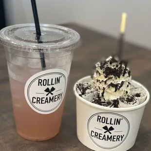 Rolled ice cream &amp; Lemonade