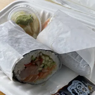  close up of a roll in a styrofoam container
