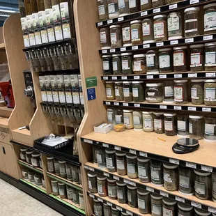 Pay by weight - spices, coffee, and peanut butter.