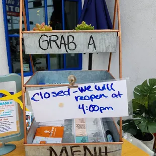  closed sign on a table