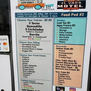 Here's their menu!  Plus most days $2 tacos!