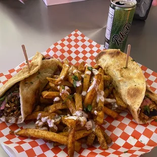 Chicken tikka and beef bihari phatties with masala fries