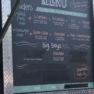 a menu on the side of a truck