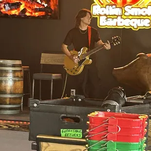 Young talent Lane Cox practicing on stage