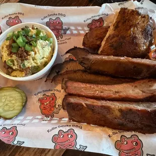 3 Meat Combination (ribs, chicken, tri-tip) w/potato salad