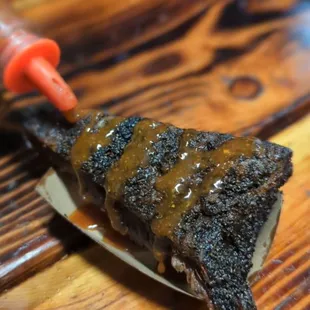 piece of bbq on a plate