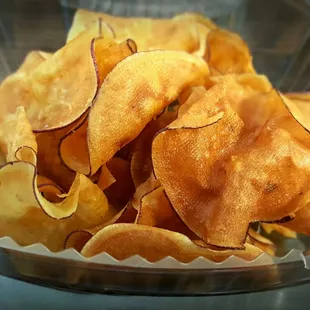 The Go Go-Ma Potato Chips are delicious!  Thinly sliced, slightly sweet with a delicate crunch :-)