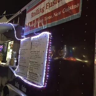 a food truck at night