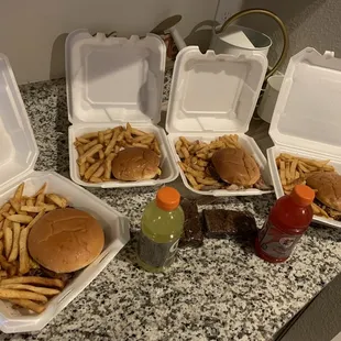 a variety of fast food items