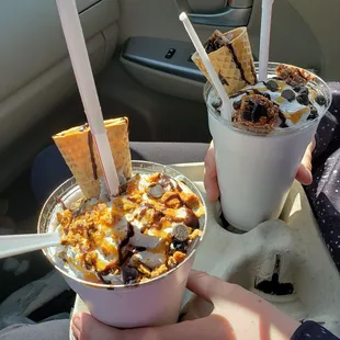 Butterfinger caramel(?) And rice crispie treat shakes
