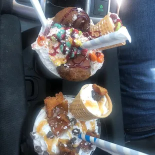Berry Beignet Shake and Caramel Waffle Shake