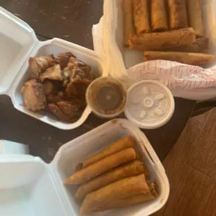 Beef shanghai, Lechon Kawali, Banana Lumpia (Turon)