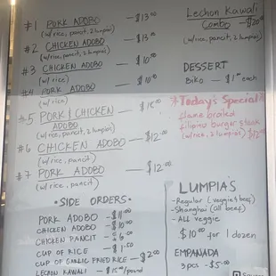 Menu prices!